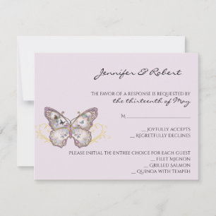 Glitzer Butterfly auf dem Lavendelreaktionskarte RSVP Karte