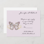 Glitzer Butterfly auf dem Lavendelreaktionskarte RSVP Karte (Vorne/Hinten)