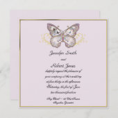 Glitzer Butterfly auf Lavender Wedding Einladung (Vorne/Hinten)