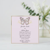 Glitzer Butterfly auf Lavender Wedding Einladung (Stehend Vorderseite)