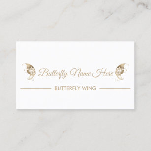 Glitzer Butterfly Flügel Swirl Dekor Gold Visitenkarte