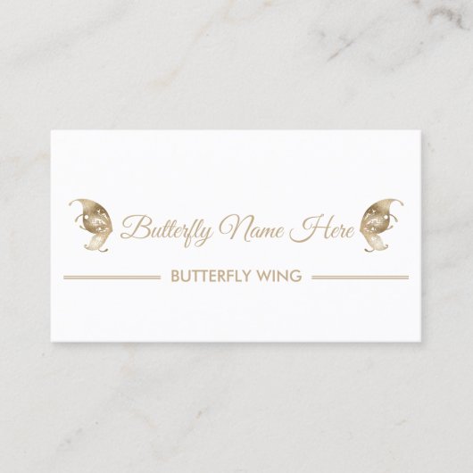 Glitzer Butterfly Flügel Swirl Dekor Gold Visitenkarte (Vorderseite)