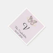 Glitzer Butterfly Lavender Monogram Wedkin Napkin Serviette (Ecke)