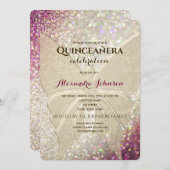 Glitzer Butterfly Quinceañera Einladung (Vorne/Hinten)