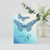 Glitzer Butterfly Tischnummer Postcard Blue (Stehend Vorderseite)