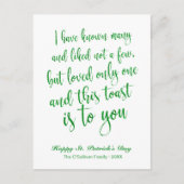 Glitzer Calligraphy Irish Toast St. Patrick's Day Postkarte (Vorderseite)
