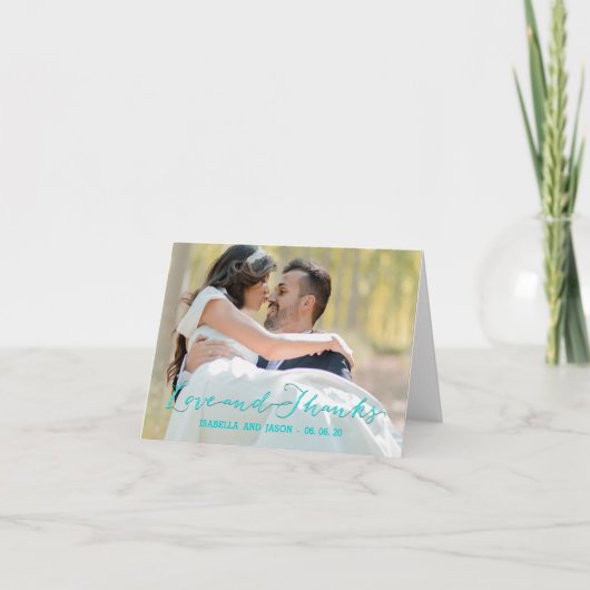GLITZER CALLIGRAPHY WEDDING FOTO DANKE KARTE (Vorderseite)