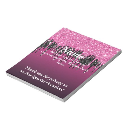 Glitzer Candy Bar Wrapper-Gastgeschenke trinken Notizblock (Rotiert)