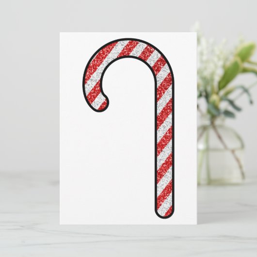 Glitzer Candy Cane Feiertagskarte (Stehend Vorderseite)
