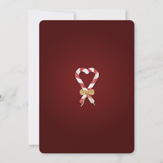 Glitzer Candy Cane Foto Weihnachten Einladung (Rückseite)