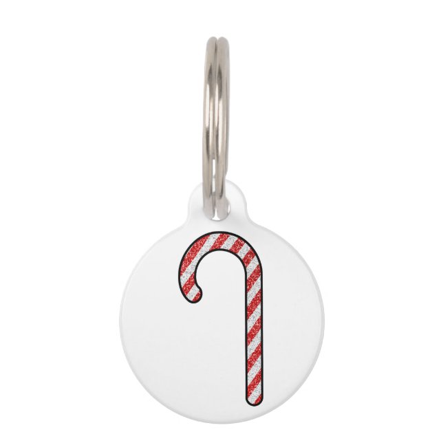 Glitzer Candy Cane Haustiermarke (Vorderseite)