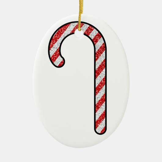 Glitzer Candy Cane Keramik Ornament (Vorne)