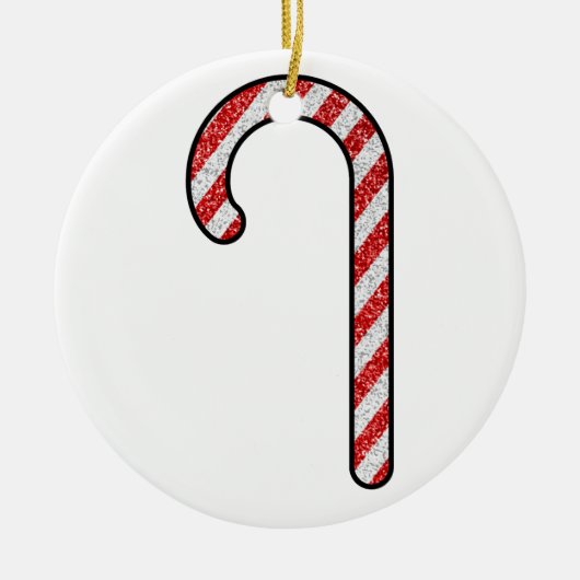 Glitzer Candy Cane Keramik Ornament (Vorne)