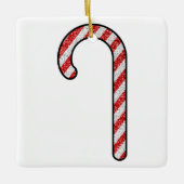 Glitzer Candy Cane Keramikornament (Vorderseite)