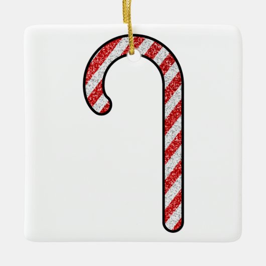 Glitzer Candy Cane Keramikornament (Vorderseite)