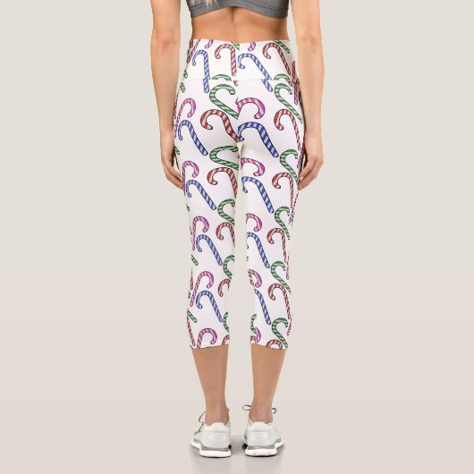 Glitzer Candy Cane Pattern Capri Leggings (Rückseite)