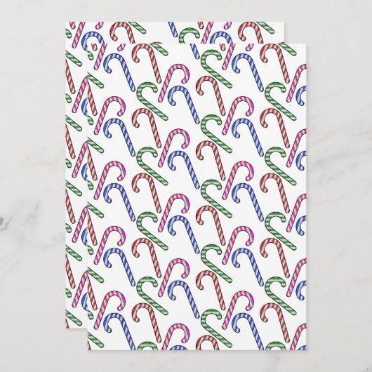 Glitzer Candy Cane Pattern Einladung (Vorne/Hinten)
