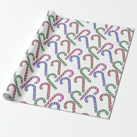 Glitzer Candy Cane Pattern Geschenkpapier (Ungerollt)