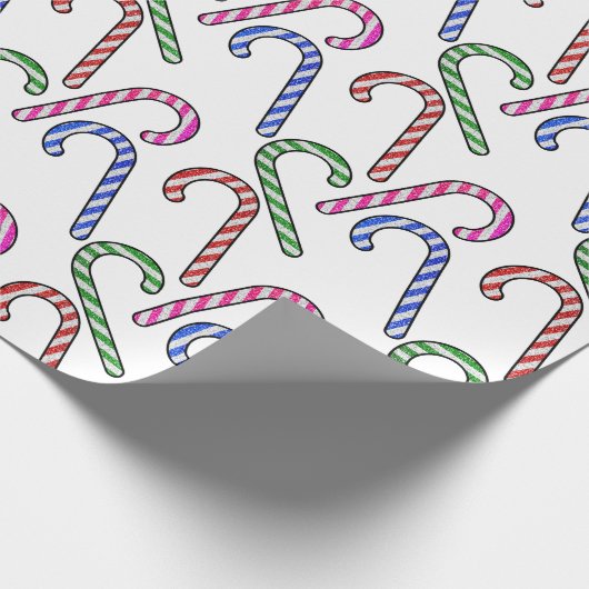 Glitzer Candy Cane Pattern Geschenkpapier (Ecke)