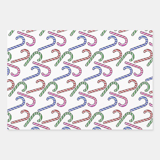 Glitzer Candy Cane Pattern Geschenkpapier Set (Vorderseite)