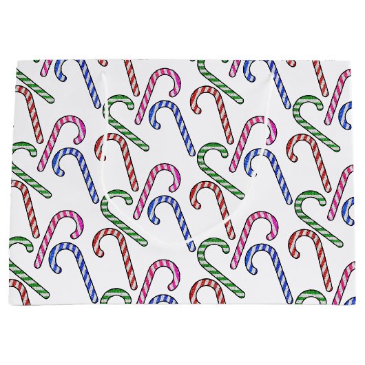 Glitzer Candy Cane Pattern Große Geschenktüte (Vorderseite)