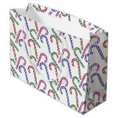 Glitzer Candy Cane Pattern Große Geschenktüte (Rückseite Schrägansicht)