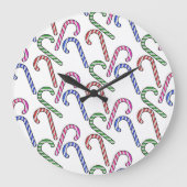 Glitzer Candy Cane Pattern Große Wanduhr (Vorderseite)