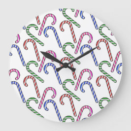 Glitzer Candy Cane Pattern Große Wanduhr