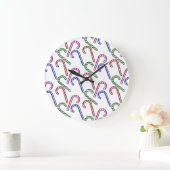 Glitzer Candy Cane Pattern Große Wanduhr (Zuhause)