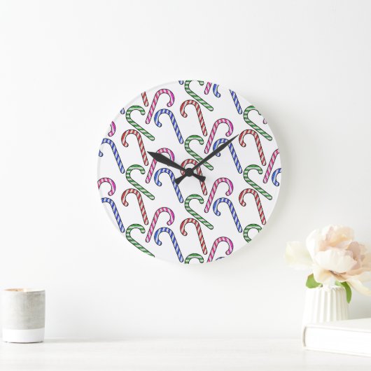 Glitzer Candy Cane Pattern Große Wanduhr (Zuhause)