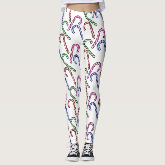 Glitzer Candy Cane Pattern Leggings (Vorderseite)