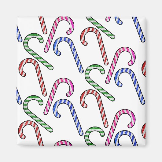 Glitzer Candy Cane Pattern Magnet (Vorne)