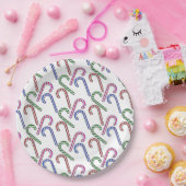 Glitzer Candy Cane Pattern Pappteller (Party)