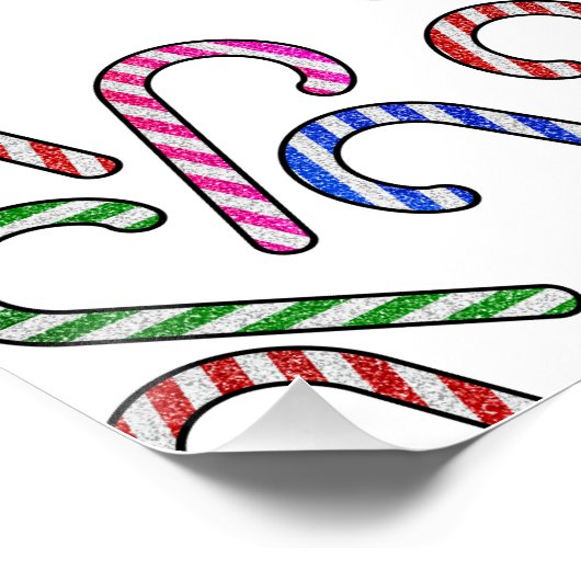 Glitzer Candy Cane Pattern Poster (Ecke)