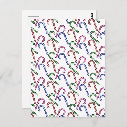 Glitzer Candy Cane Pattern Postkarte (Vorne/Hinten)
