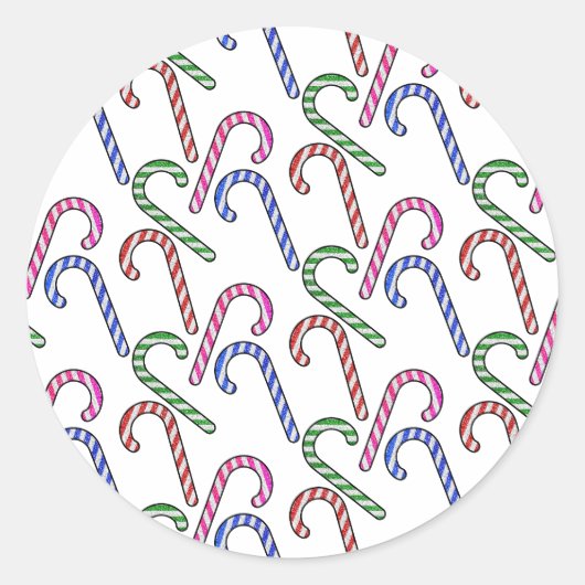 Glitzer Candy Cane Pattern Runder Aufkleber (Vorderseite)