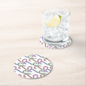 Glitzer Candy Cane Pattern Runder Pappuntersetzer (Vor Ort)