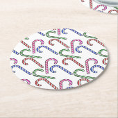 Glitzer Candy Cane Pattern Runder Pappuntersetzer (Angewinkelt)