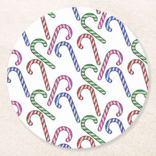 Glitzer Candy Cane Pattern Runder Pappuntersetzer