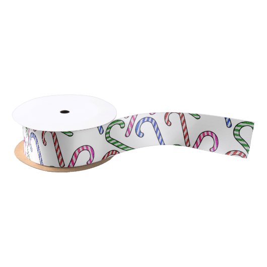 Glitzer Candy Cane Pattern Satinband (Spule)