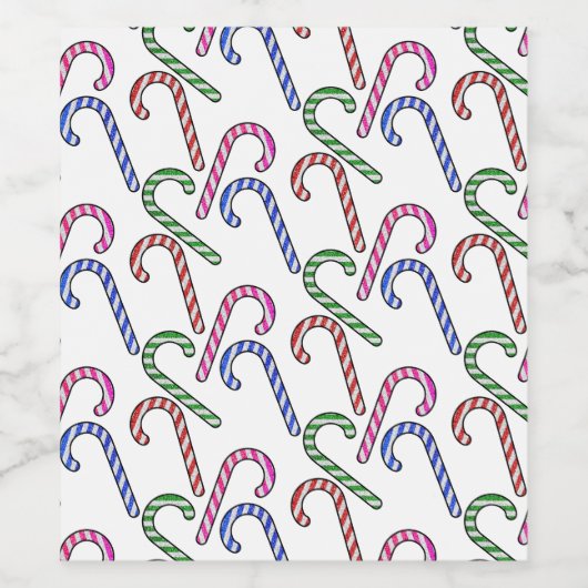 Glitzer Candy Cane Pattern Weinetikett (Einzelnes Label)
