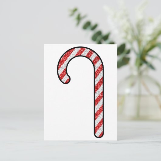 Glitzer Candy Cane Postkarte (Stehend Vorderseite)