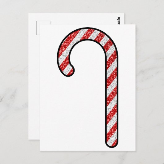 Glitzer Candy Cane Postkarte (Vorne/Hinten)