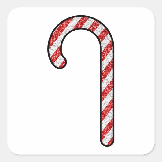 Glitzer Candy Cane Quadratischer Aufkleber (Vorderseite)