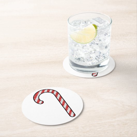 Glitzer Candy Cane Runder Pappuntersetzer (Vor Ort)