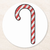 Glitzer Candy Cane Runder Pappuntersetzer (Vorderseite)