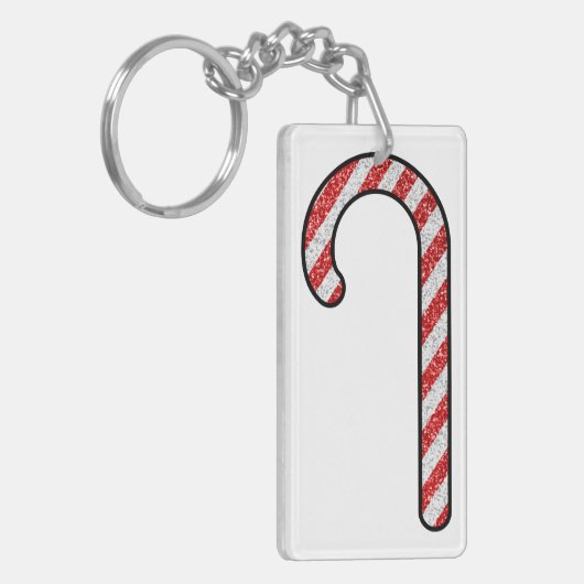 Glitzer Candy Cane Schlüsselanhänger (Vorderseite links)