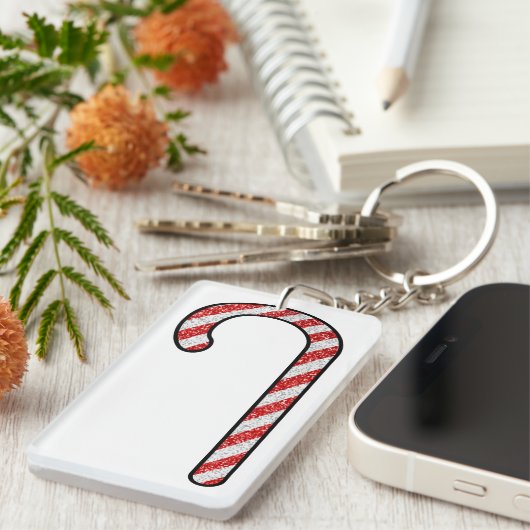 Glitzer Candy Cane Schlüsselanhänger (Vorderseite rechts)