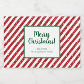 Glitzer Candy Cane Striped Company Alkoholflaschenetikett (Einzelnes Label)