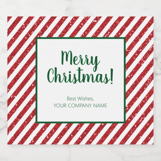 Glitzer Candy Cane Striped Company Schaumweinetikett (Einzelnes Label)